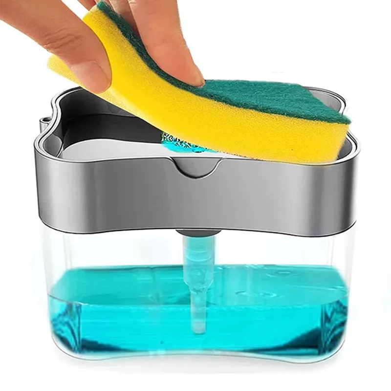 accesorios de cocina 2 in1 Dishwashing sponge holder soap dispenser  kitchen soap dispenser sponge pump liquid Soap Dispenser