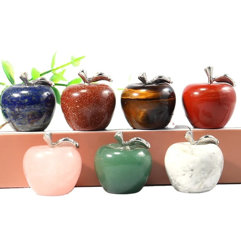Natural crystal apple gemstone crafts decorative Christmas gift hand-carved crystal apple figurines