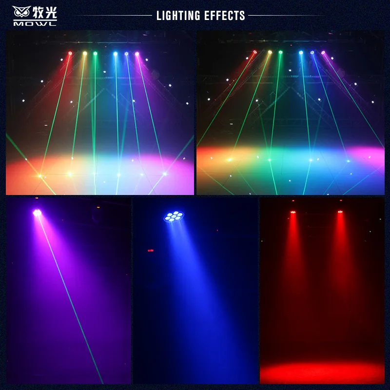 Stage DMX Lighting 7x10w RGBW 4in1 Laser LED Wash Moving Head Light