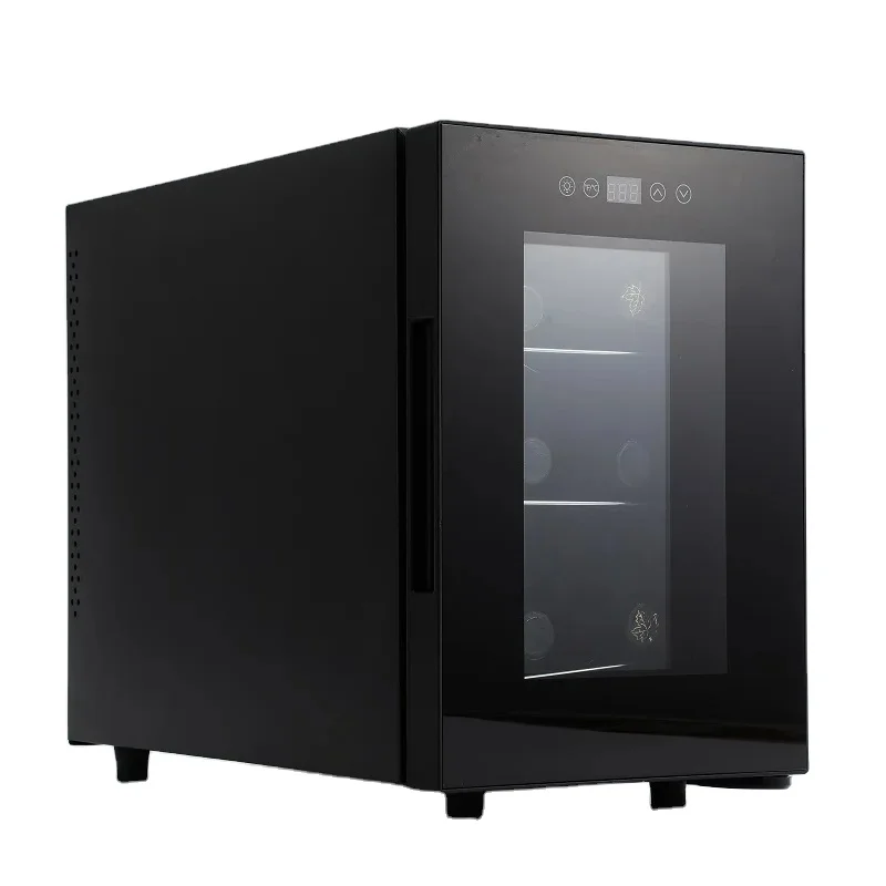 China Supply 13l 6 Bottles Wine SPCC ABS Tempered Glass Temperature Adjustment Application For Home Apartment Bar Wine Cabinet