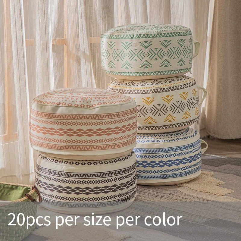 
Wholesale Modern Living Room Removable Washable Shoe Stool Nordic Moroccan Vintage foldable Floor Round Storage Pouf Ottoman 