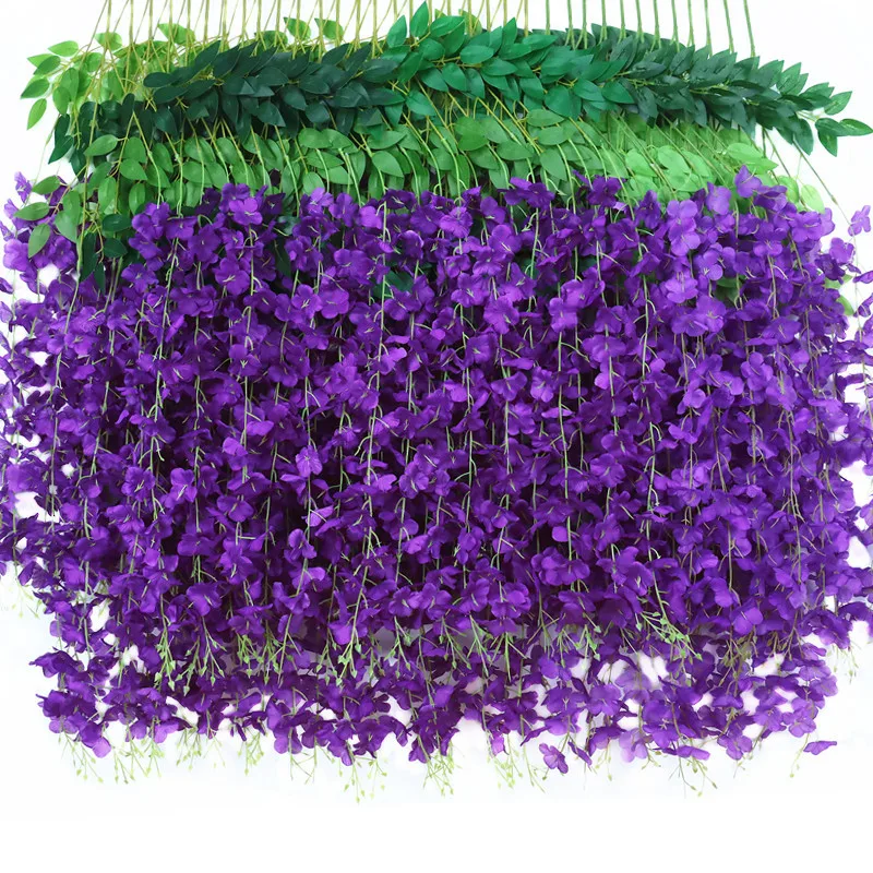 Encrypted 3 Forks Artificial Wisteria Branches 12 Pcs Silk Wisteria White Faux Wisteria Hanging Flowers For Home Decor