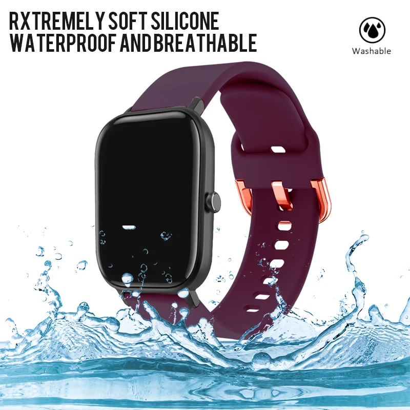 BOORUI TPU silicone watch strap 20mm 22mm watch band For samsung Strap galaxy  S 2 s4 active wrist bands for amazfit GTS GTR 46m