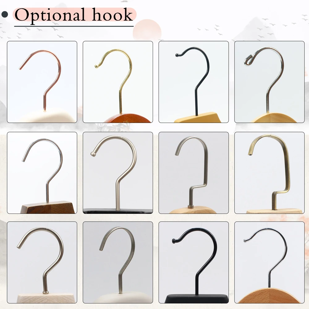 Custom Luxury Extra Wide Antique Custom Wooden Suit Hanger with Bar Round Hanger Wood Multifunctional Display in Shop with Logo