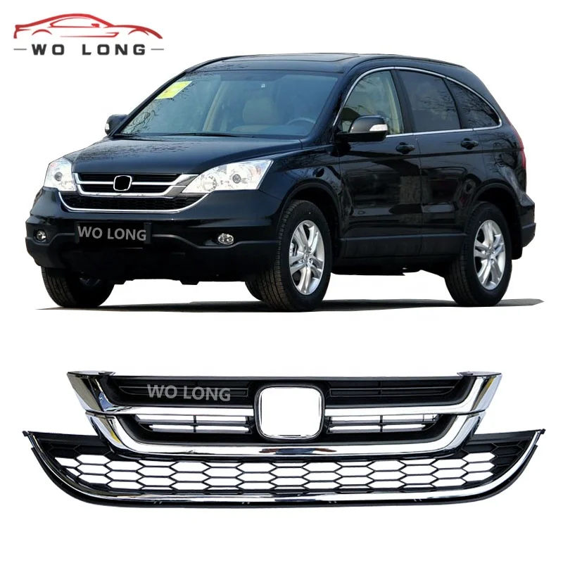 
High Quality Car Grille Fit for 2010 Honda CRV Front Upper Lower Grille Grill Chrome Black Honeycomb 