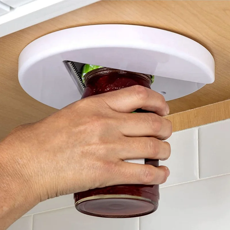 Under Cabinet Jar Opener Gripper Effortless Open Any Size Jar Bottle for Weak Hands & Seniors with Arthritis