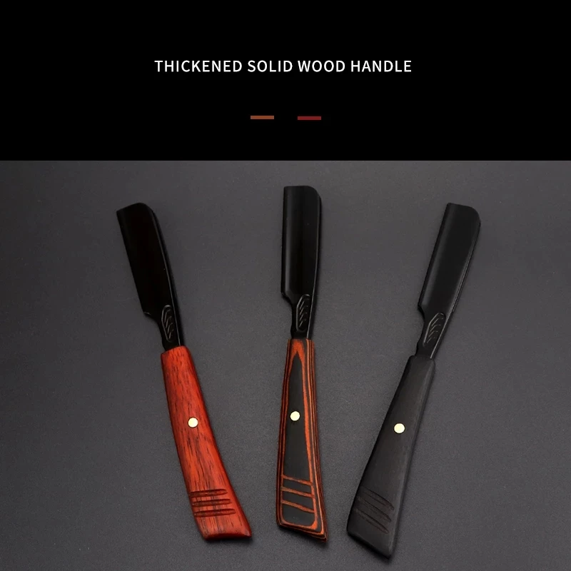 Custom Logo Classic Beard Shaving Straight Manual Razor Replaceable Metal Blade Wood Handle Hair Cutting Razor Holder For Beauty