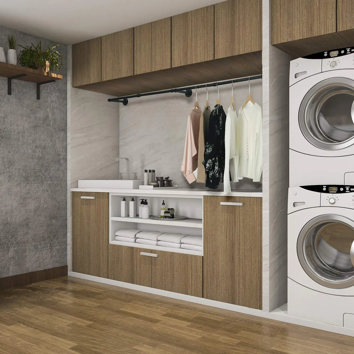 Industrial 3 Hooks 72 Inch Pipe Wall Mounted Garment Rack Heavy Duty Iron Garment Clothes Hanging Rod Rack Bar For Laundry Room