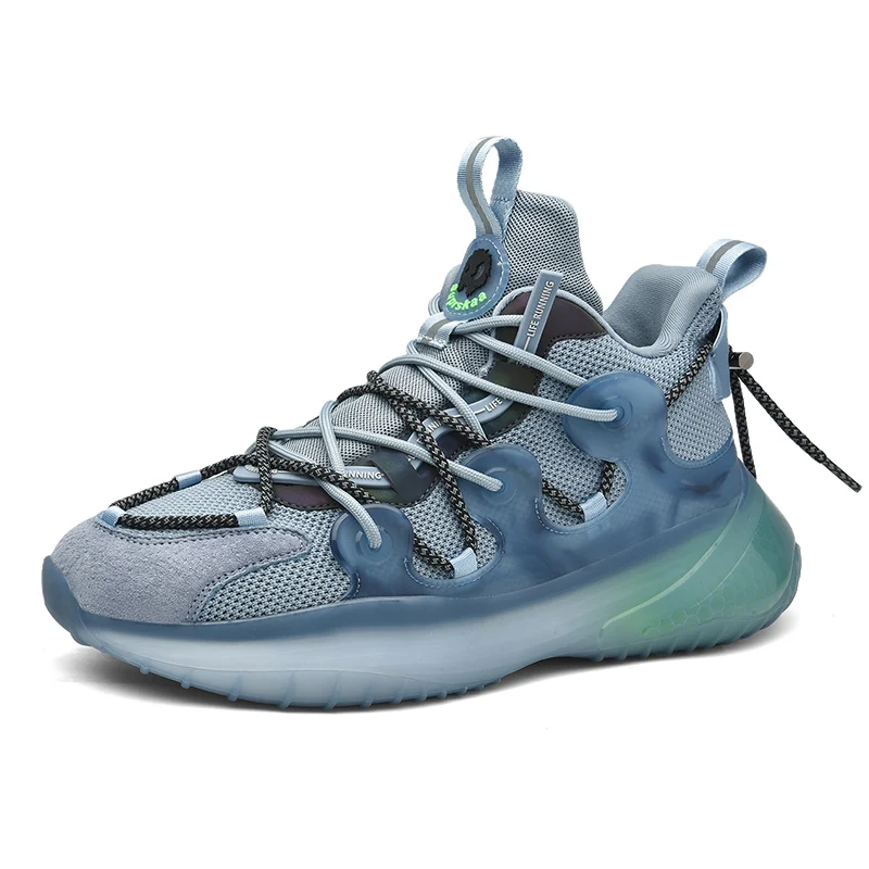 Оптовая продажа, дышащие мужские кроссовки с трикотажным верхом, износостойкая спортивная обувь на подошве из ТПУ, Повседневная прогулочная стильная обувь