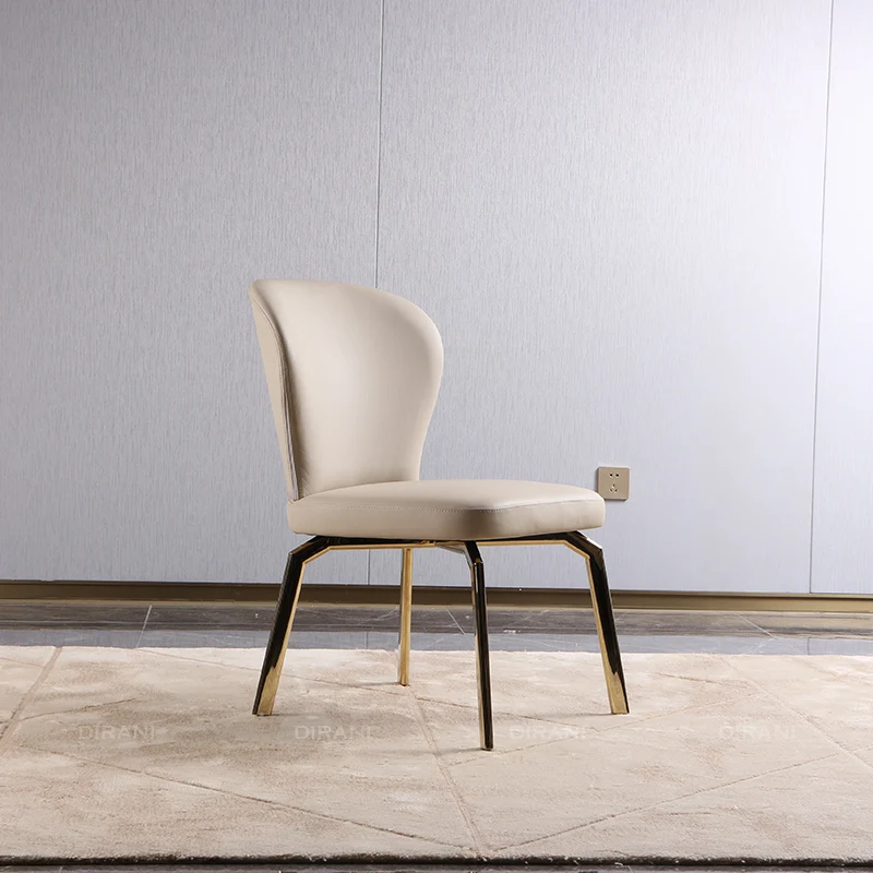 Роскошное кресло для столовой из одной ткани, кожаные современные обеденные стулья с высокой спинкой рисового белого цвета