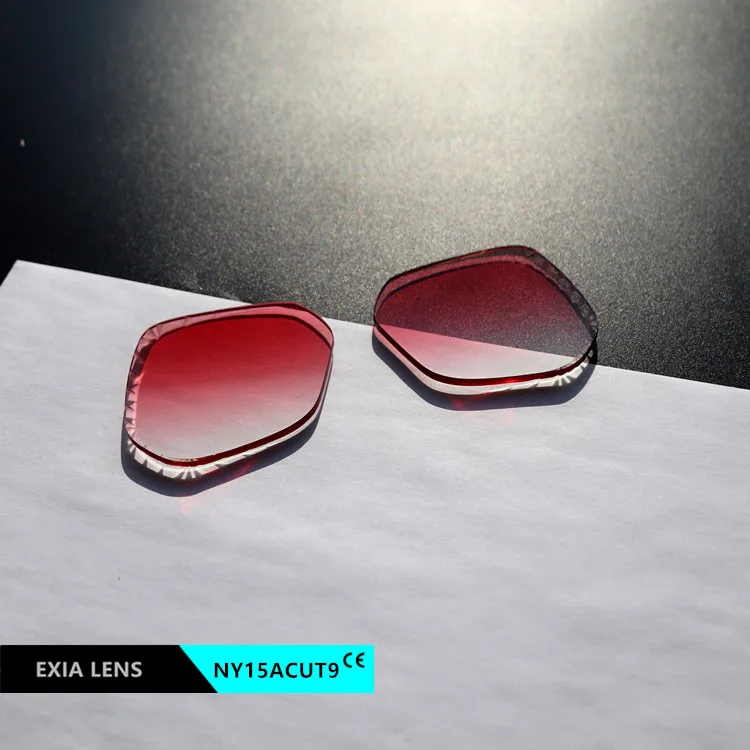 EXIA NY15ACUT9 Sunglasses Lens Gradient Red UV400 Rimless Groove Cutting Anti Oil Nylon Curve 2 Big Size Lens Thick