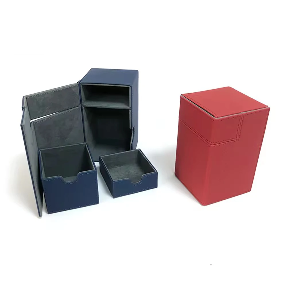 100+ operable Flip Playing Card Pu Protector Deck Box Tcg Card Storage Pu Leather Decks Cards Box