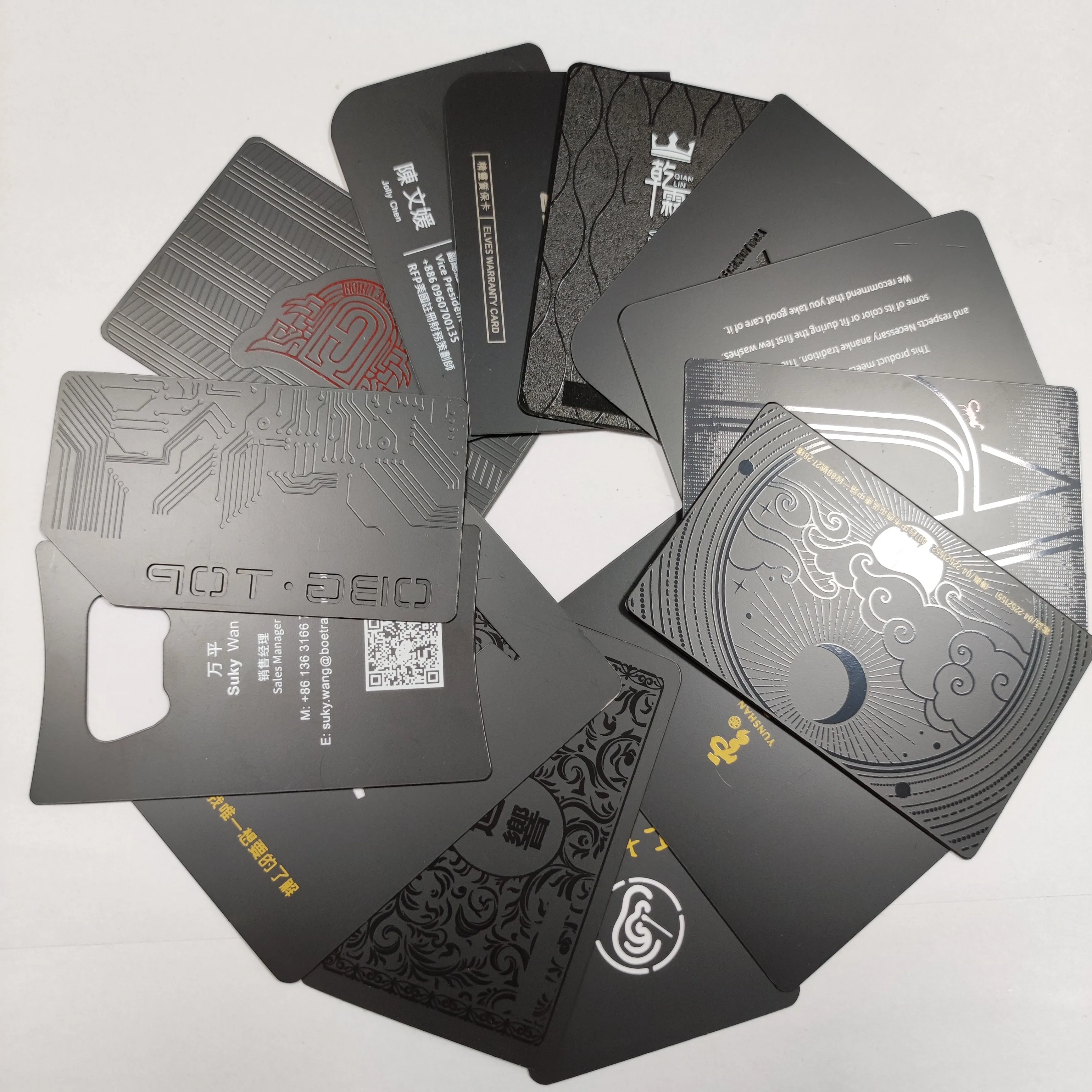 Wholesale High Quality Luxury 304 Stainless Steel Credit Card Black Laser Engraving Cut Metal Business Cards With Custom Logo