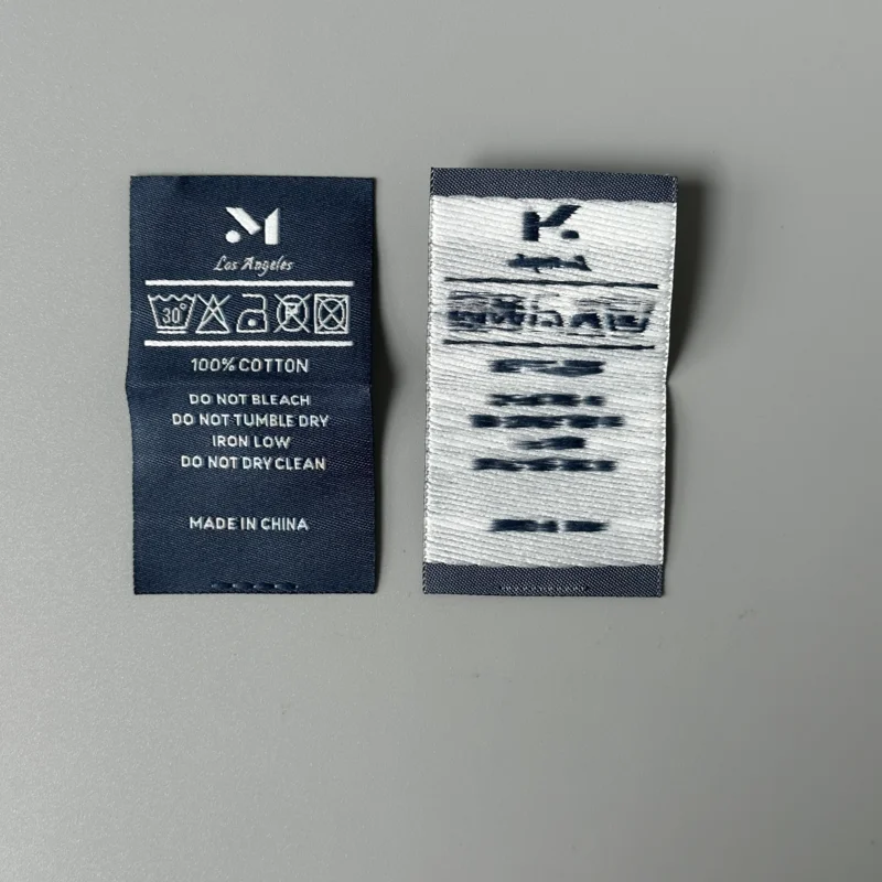 Custom private clothing brand personal design logo print woven label low MOQ woven label for Garment