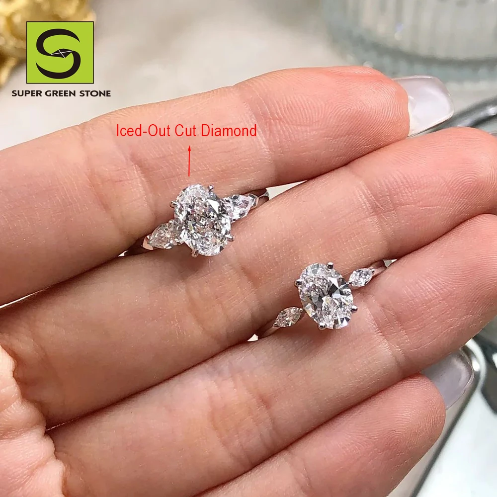 SuperGS Synthetic Oval Iced-Out Cut Stones Artificial Cvd Melee Lab Created Diamonds Hpht Lab Grown Diamond