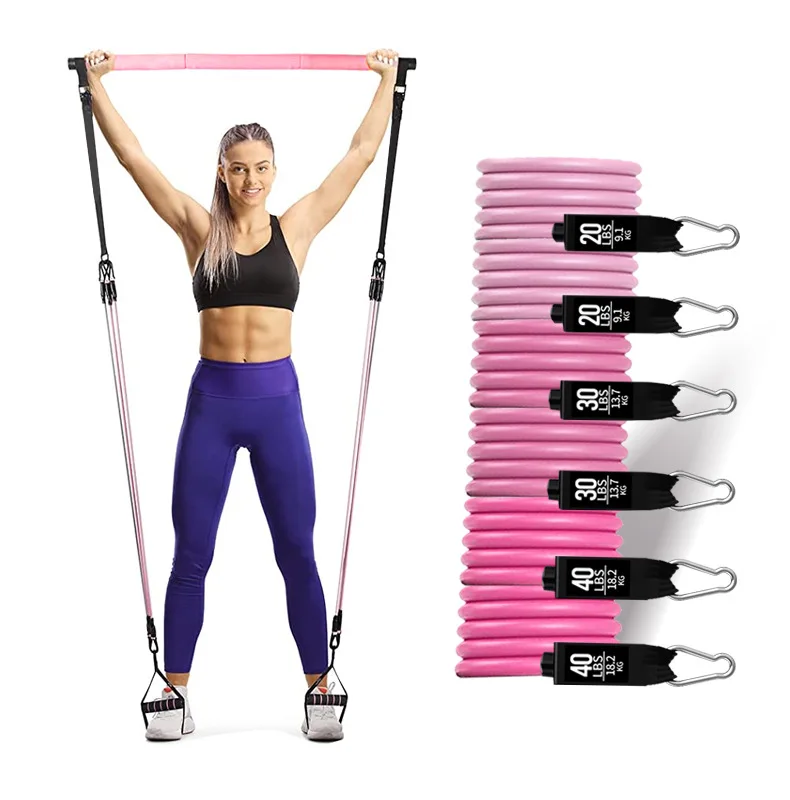 Home Gym Full System Body Leg Stretch Strap Workout Equipment Training Yoga Portable Pilates Bar Kit Fitness Resistance Bands
