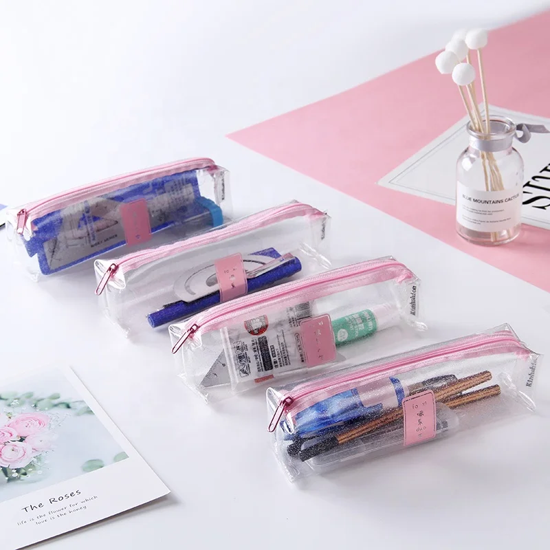Лидер продаж, недорогой Милый Прозрачный блестящий чехол желеобразного цвета для девушек, сумка для ручек на молнии, сумка для карандашей
