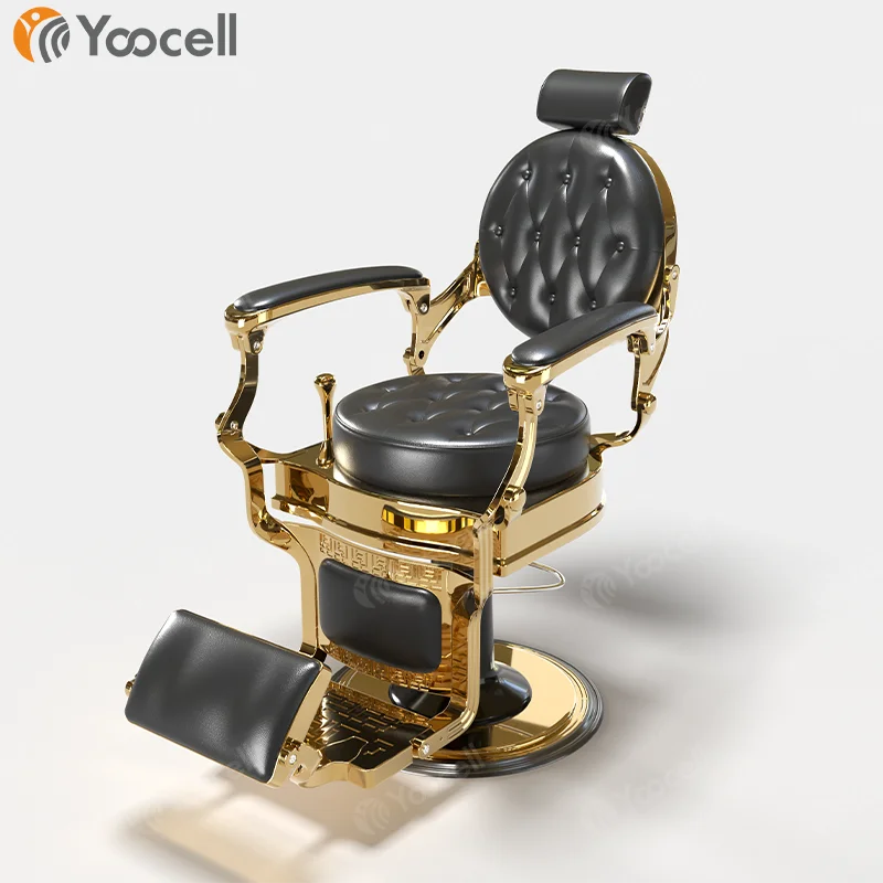 Yoocell modern salon chairs black and gold luxury salon furniture hair salon chair beauty vintage barber chair for Barbershop