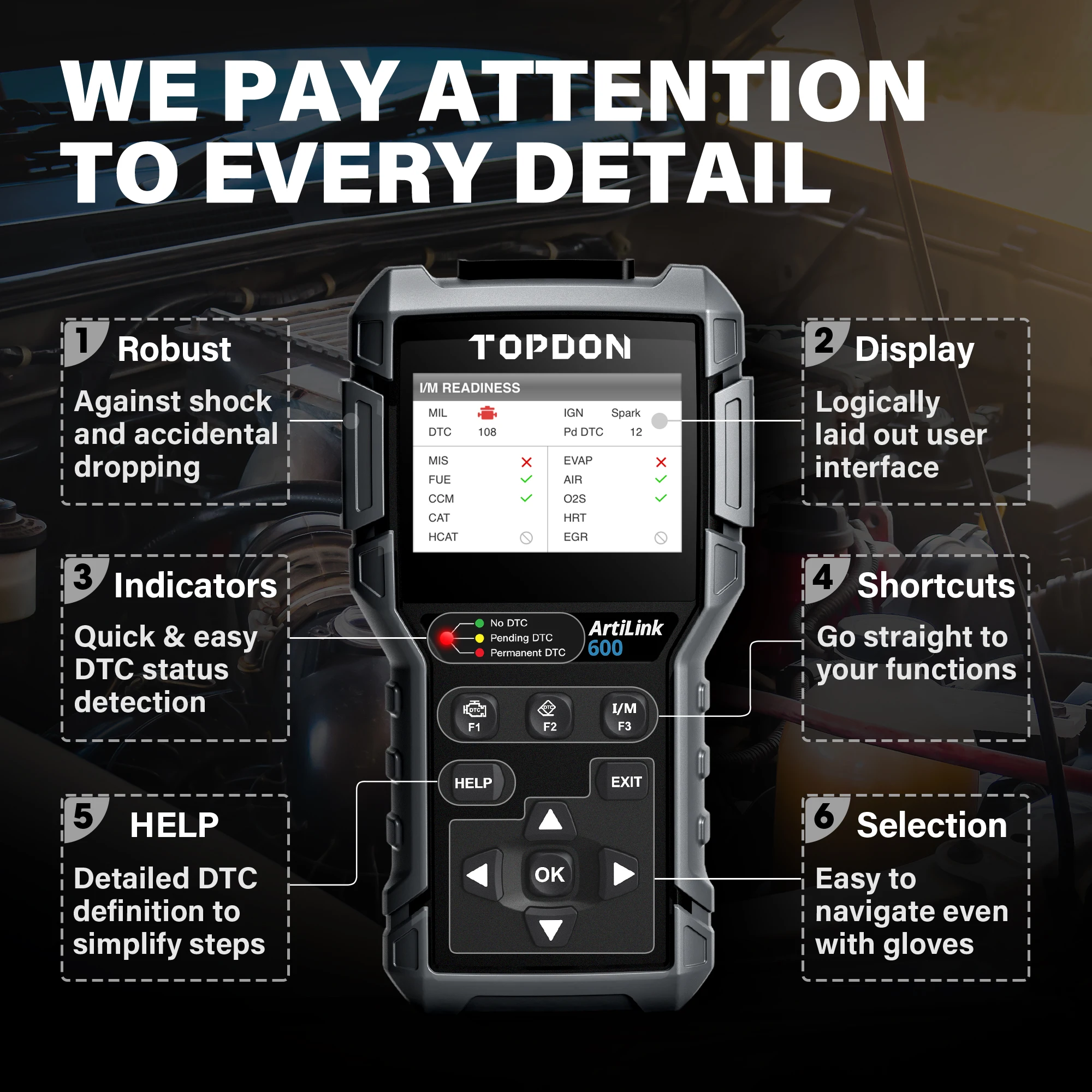TOPDON Artilink600 Auto Japanese Car Diagnostic Tool Obd2 Scanner Coding Reader For Cars