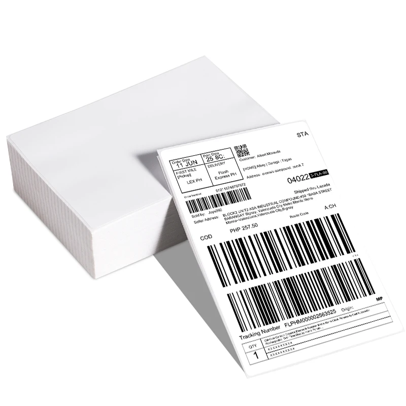 Adhesive Printer Paper 4*6 Fan Fold Direct Address Shipping Thermal Label