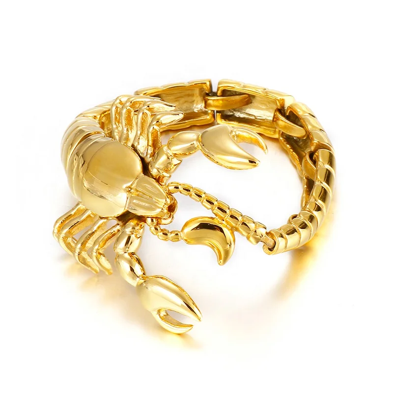 Yingzhou Scorpion Shape with Unique Design 14k 18k Gold Plated Scorpion Stainless Steel Black Men Jewelry Bracelet