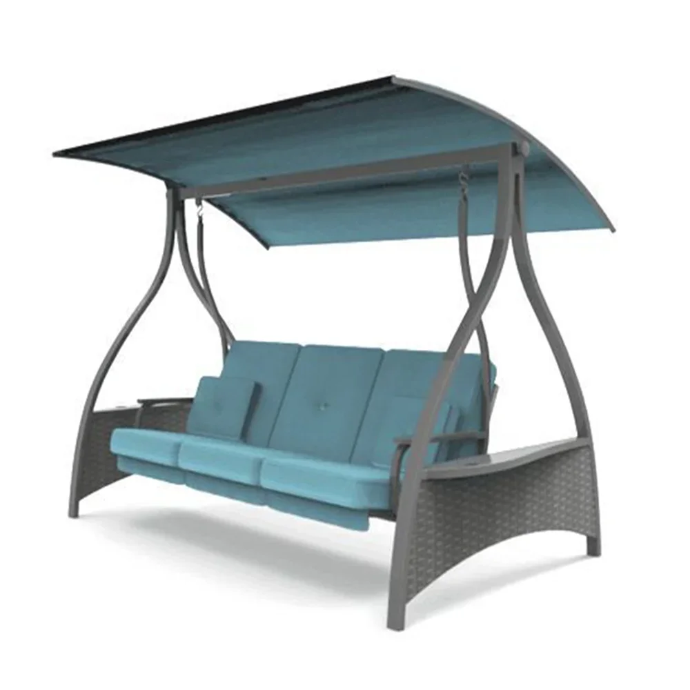 Wholesale Luxurious Patio Garden Rattan Swing Chair Set with Canopy Hanging Outdoor Swing Chair