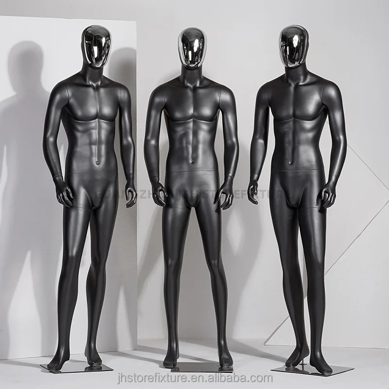 silver head matte black mannequin for man clothing store male full body models man sport clothes dummy display