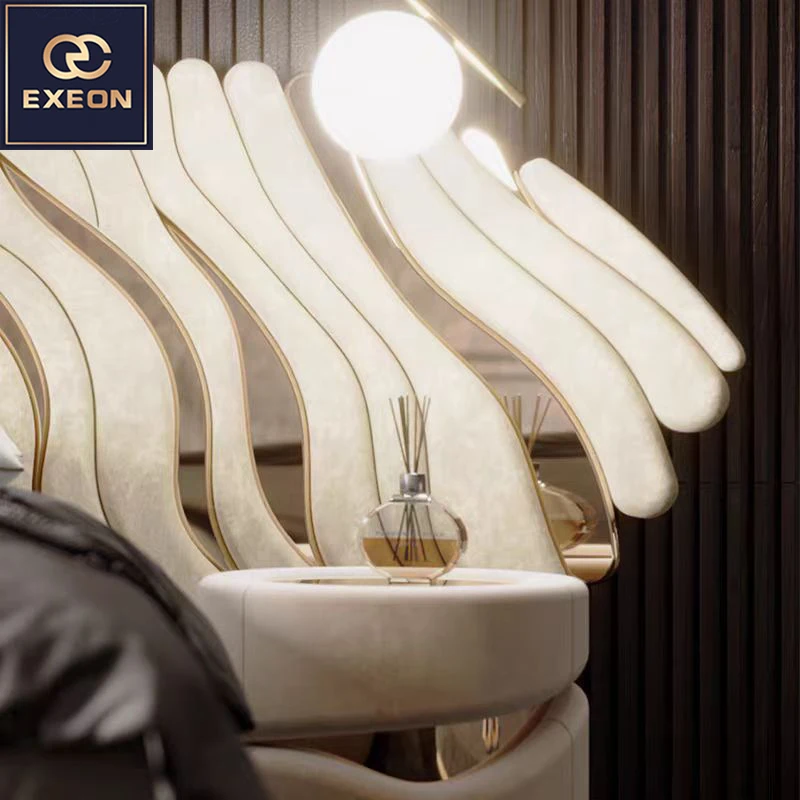 Luxury Modern Light Villa High Quality Queen Bed Classical Bed Room Furniture Hotel Design Double Bed