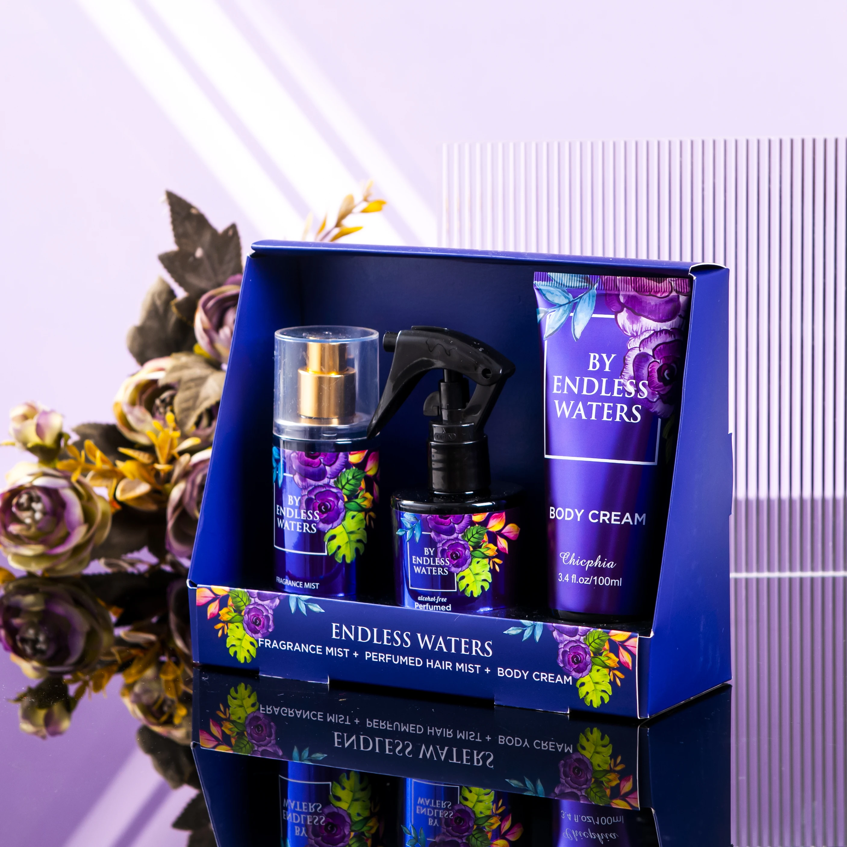 Holiday gift set 3pcs body mist body lotion hair mist for gilr/women/lady Christmas present packing