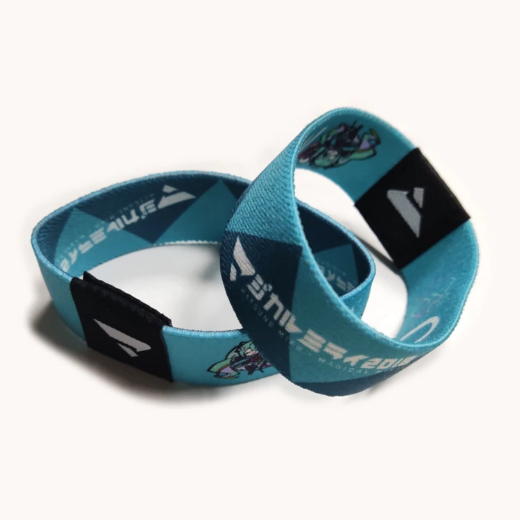 Factory Wholesale Stretch Custom Woven Label Elastic Fabric Wrist Band Bracelet Sublimation Sport Wristband