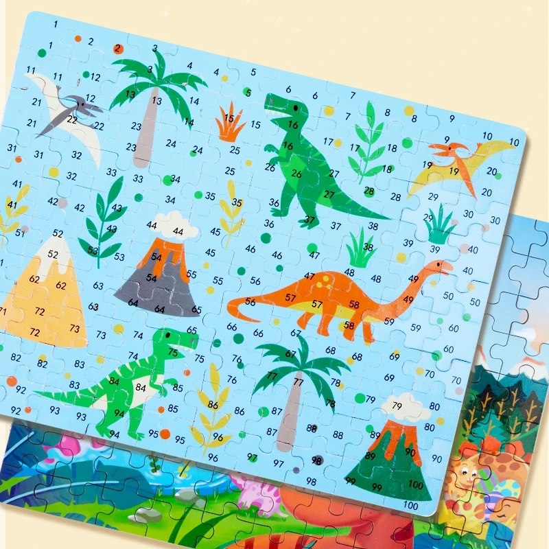 100pcs kids puzzle creative logic imagination kindergarten toddlers cartoon jigsaw puzzle with box