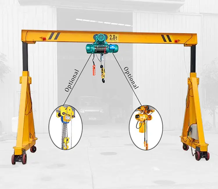 Small Indoor outdoor Mobile Hand crane 500kg 1ton 2ton 3ton 5ton Operated Electric Simple Light Duty Mini gantry crane price