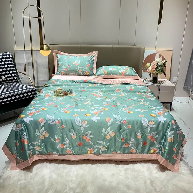 Custom 4 pcs summer quilt cool quilt summer blanket washed ice silk duvet