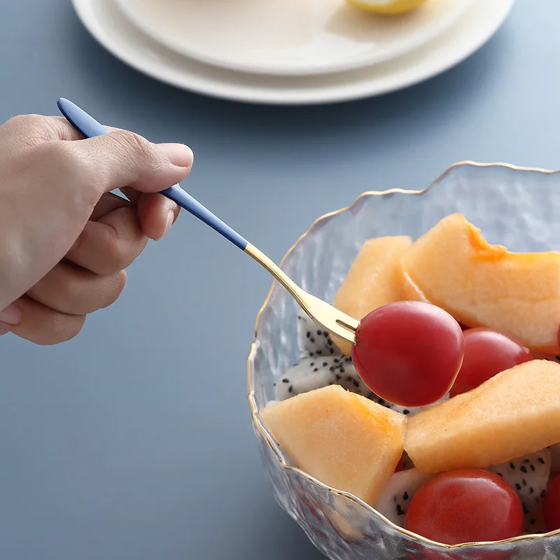 Fruit fork set stainless steel ins Nordic creative fruit stick insert cute European