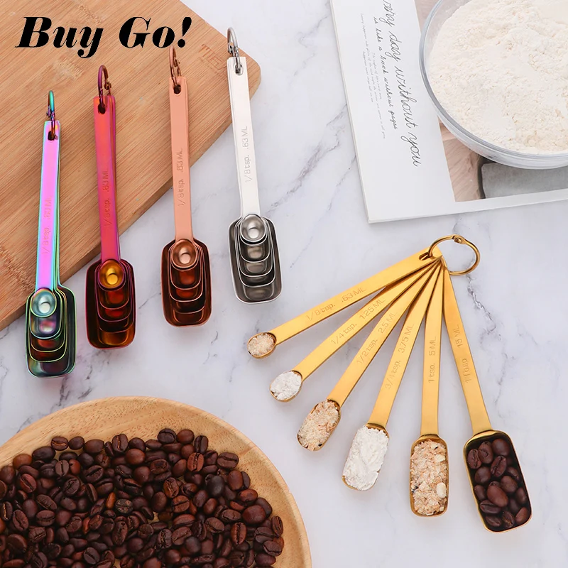 Measurement Tools Coffee Measure Spoon Set Stainless Steel Copper Measuring Spoons