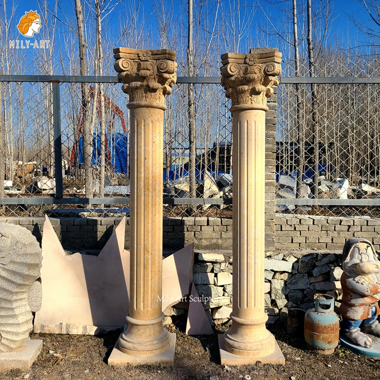 Customized Outdoor Natural Stone Marble Doorpost Gate Column Pillar