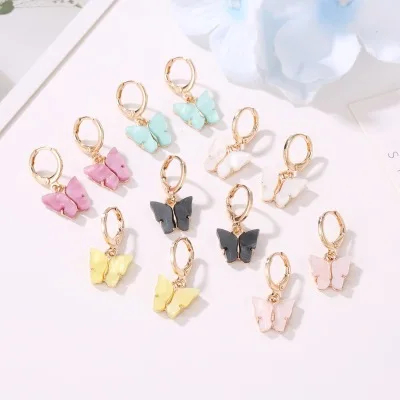 Jewelry Wholesale Gold Acrylic Butterfly Stud Earrings Butterfly Hoop Earrings Jewelry For Women