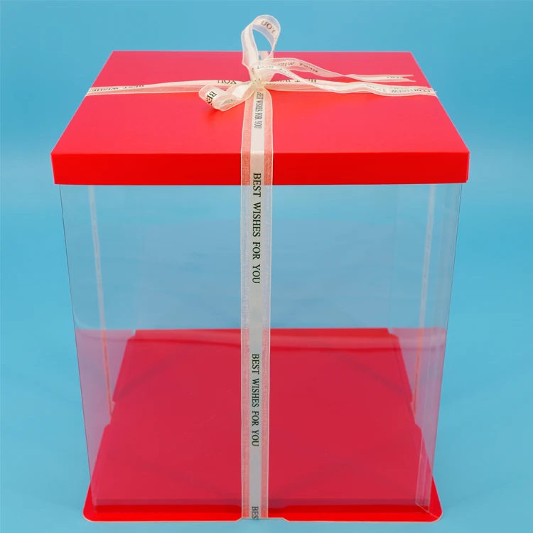 11x 11 inch Colored Strong Base Plain Clear Paper Cake Packaging Box for Large 4 tiers Cake Einweg-Tortenschachtel