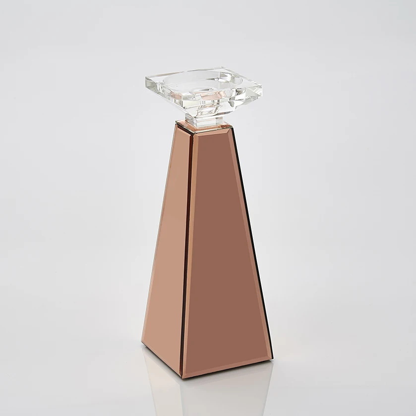 
High Quality Custom Contracted Geometric Red Crystal Candlestick For Sale 