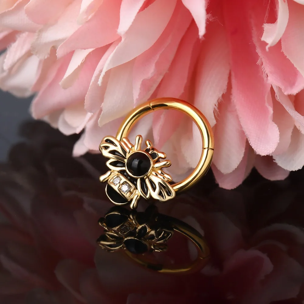 16G Seamless Segment Ring with Bee Cartilage Ear Piercing Body Jewellery