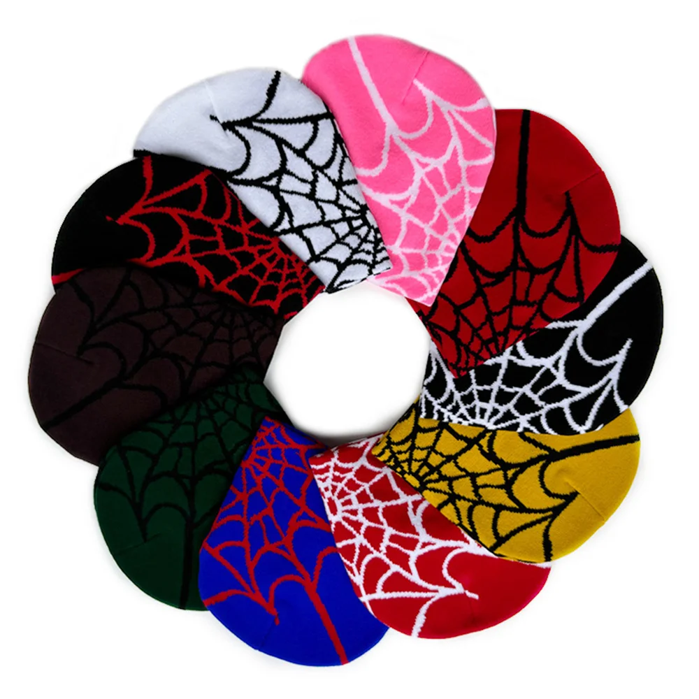 New Design Spider Style Beanie Winter Hat Customized Cuffless Jacquard Beanie Cap Logo Unisex Thickened Warm Fashion Beanie Cap