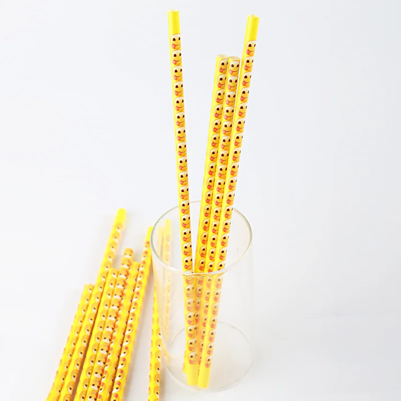 Reusable Plastic Straws Colorful Pattern Party Straws  For Milkshakes Smoothies Boba Bubble Tea