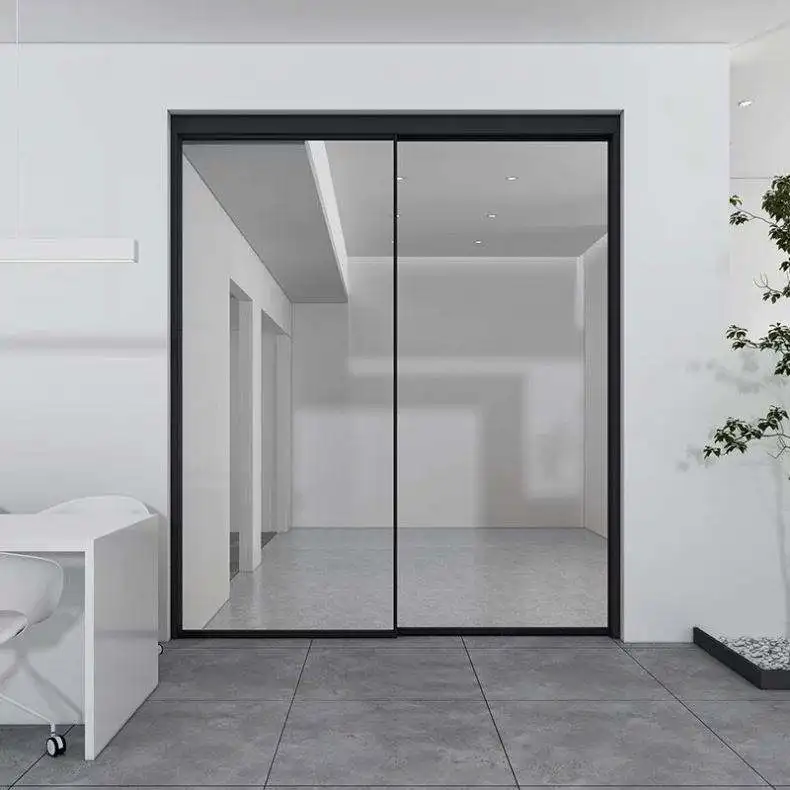 Beautiful Design Tempered Glass Thin Door Aluminum Frame For Sliding Doors