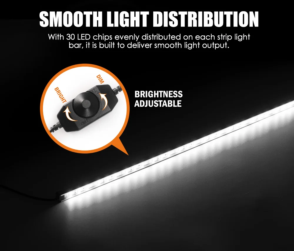 LIGHTFOX 4xStrip Bar Aluminium Waterproof Tent Boat Caravan 4x4 12V Camping LED Strip Light
