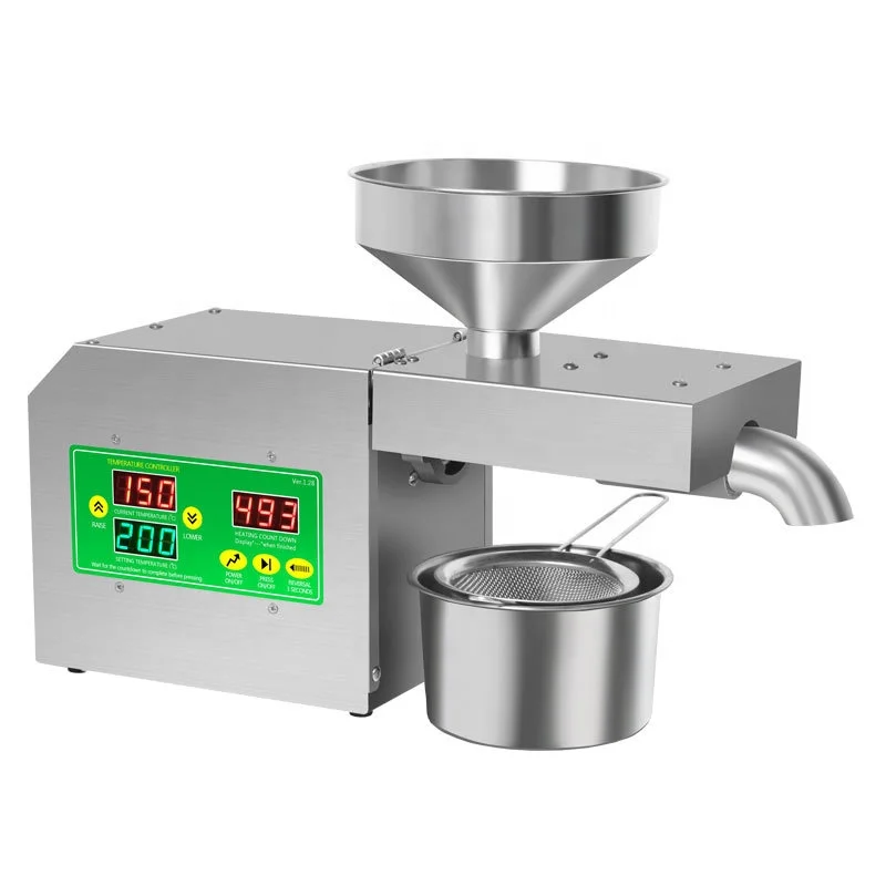 Automatic Stainless Steel Cold Mini Coconut Oil Press Machine with Display Oil Extraction Machine Seeds Olive Oil Expeller