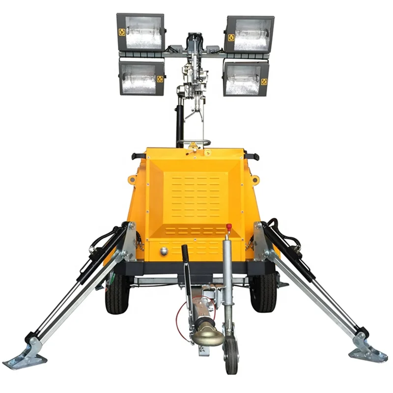 Фабрика OEM 8 м полностью гидравлический дизельный прицеп передвижная световая башня оснащенная металлогалогенной лампой 4*1000 Вт