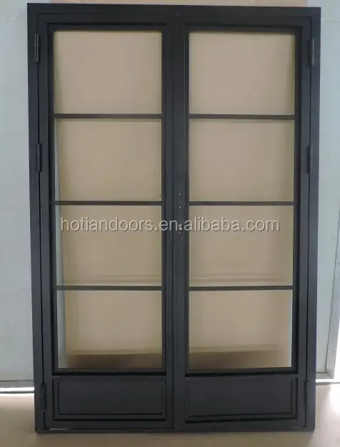 Hurricane proof iron glass panel exterior casement doors and windows with lock