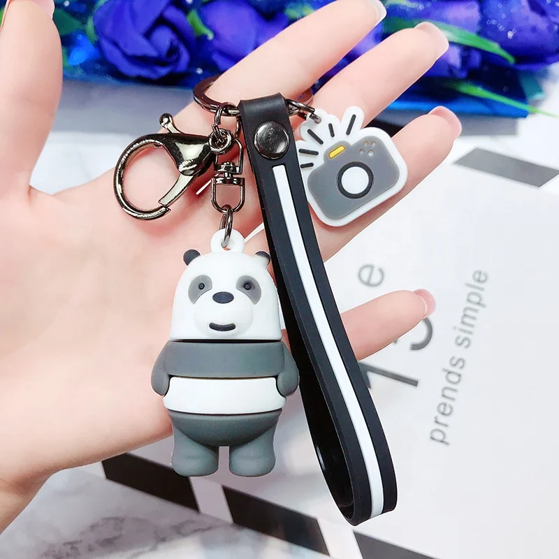 
Wholesale Creative Couple Keyring 3D Solid Doll Cute Cartoon Character We Bare Bears Keychain 