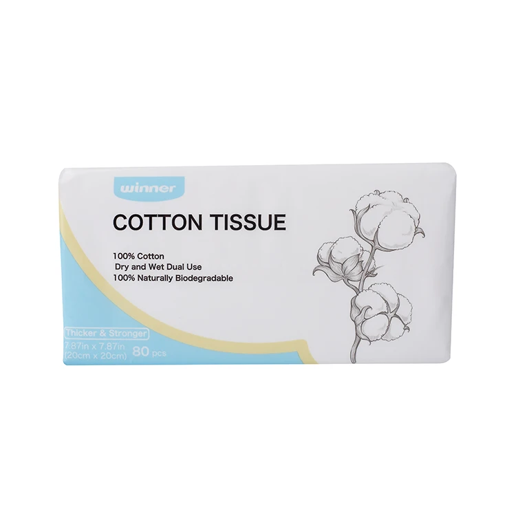 Wholesale Promotional Wet Dry Facial Cotton Tissu Paper OEM Free Sample Pure Cotton Dry Wipes Cleansing Facial Tissue