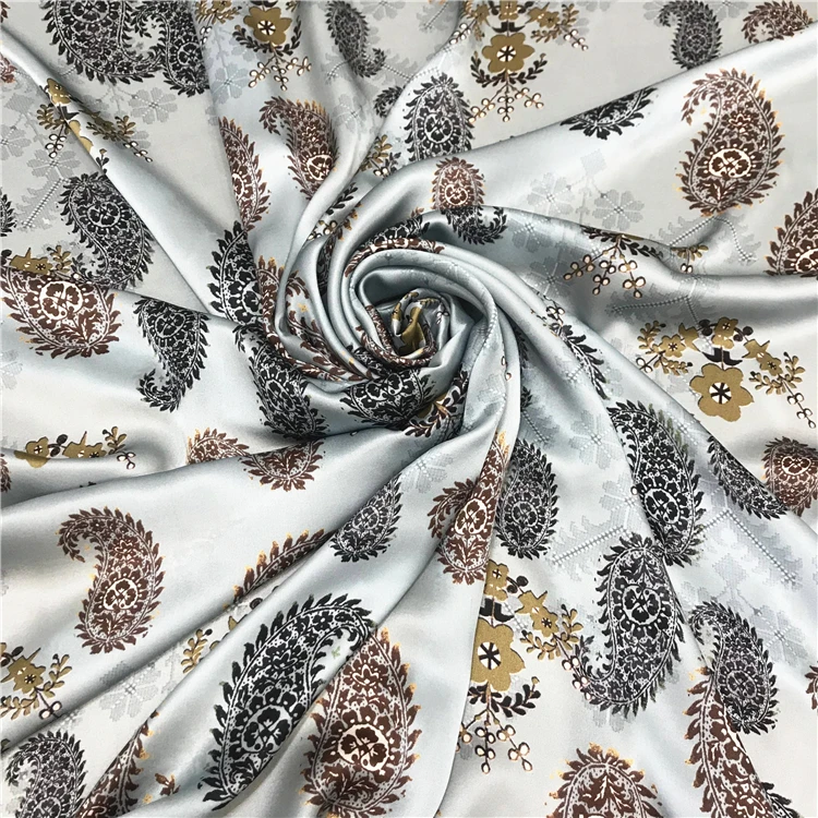 Printed Paisley Pattern Pure Silk Fabric Silk Satin Fabric 12mm Satin Fabrics